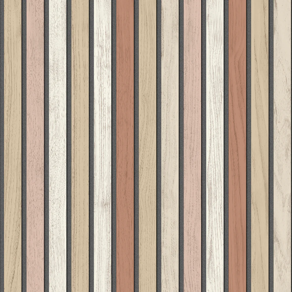 Vintage Slatwork Terracotta Wallpaper