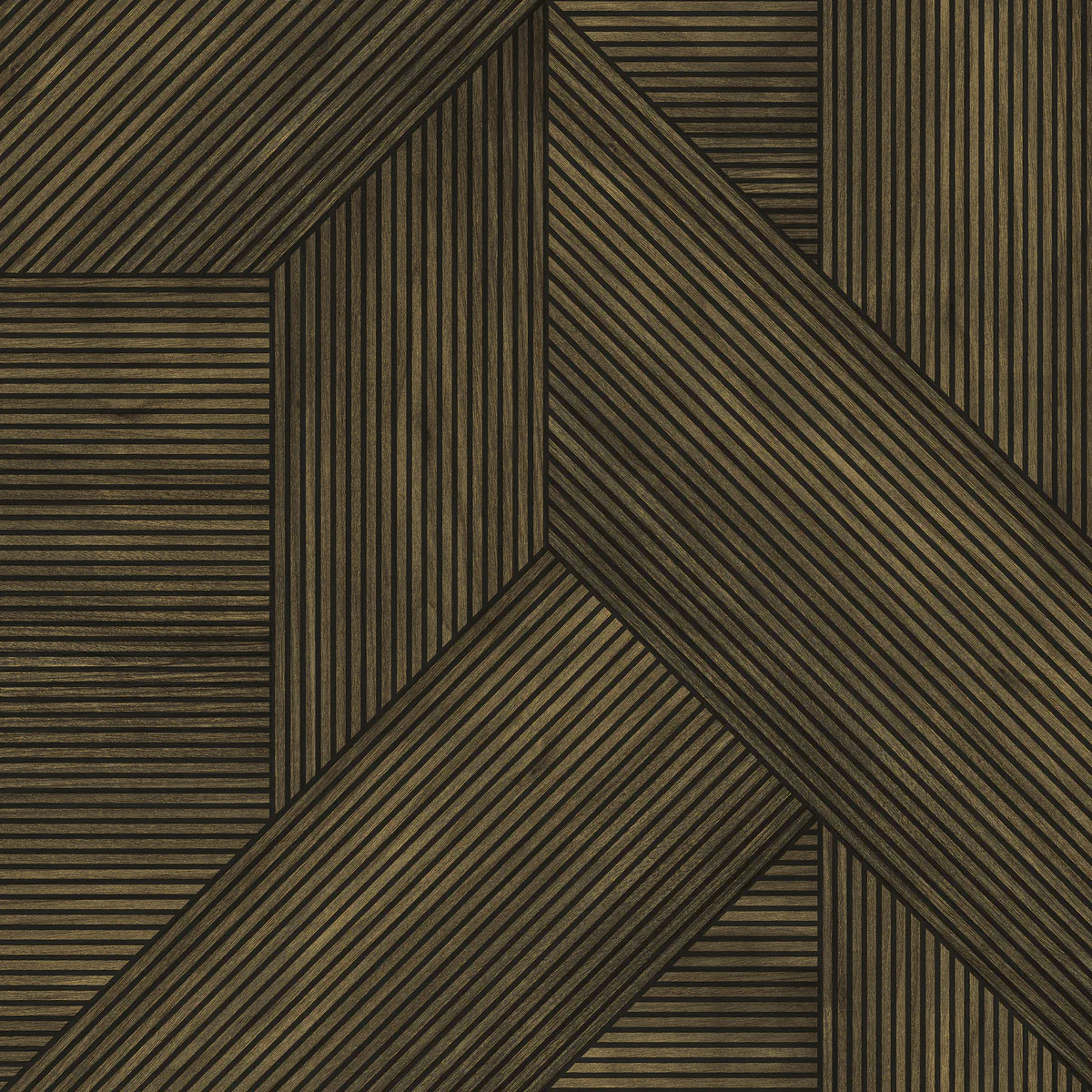 Sculpted Chevron Wood Panels Brown Wallpaper
