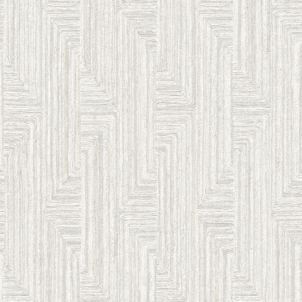 Threadline Geo Stitch White Wallpaper