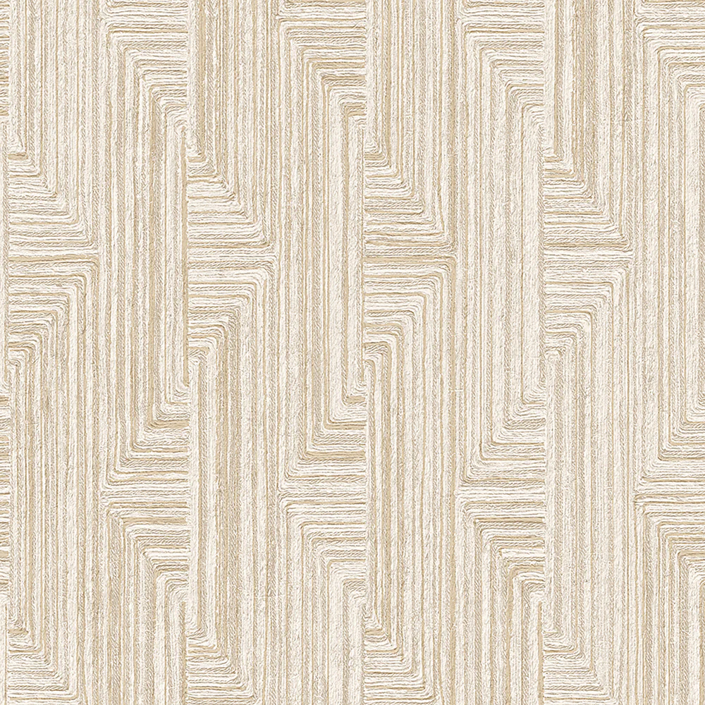 Threadline Geo Stitch Beige Wallpaper