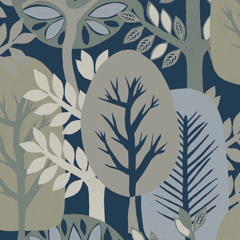 Antibes Nature Forest Navy Wallpaper