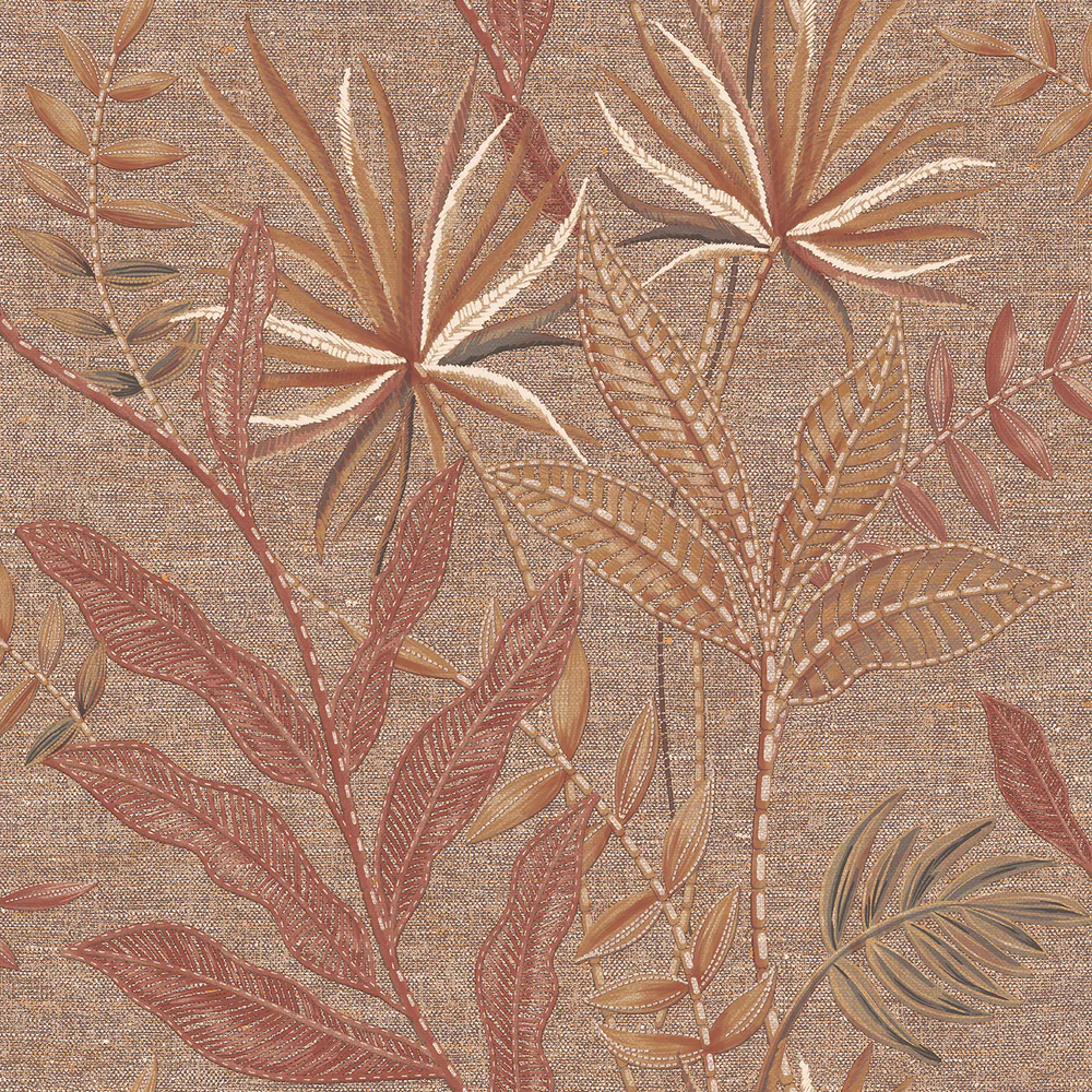 Stitched Savannah Carob Brown Wallpaper