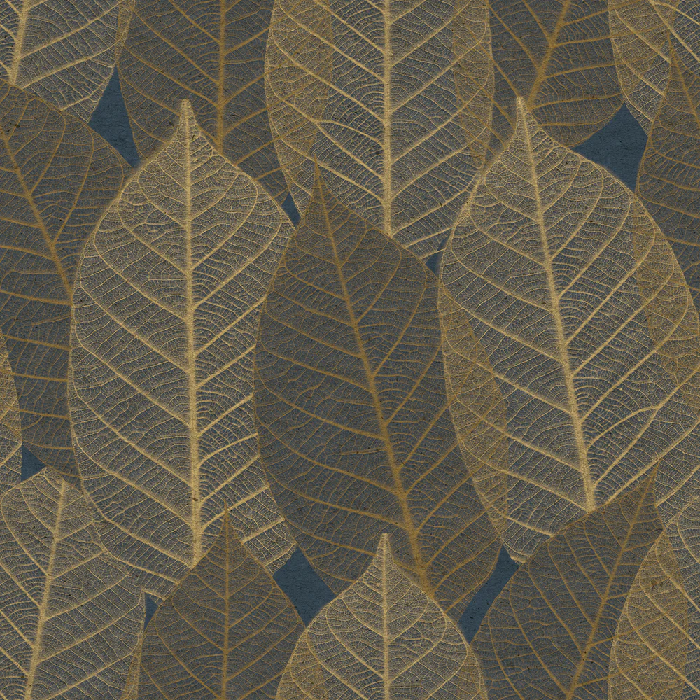 Leaf Lace Navy Wallpaper