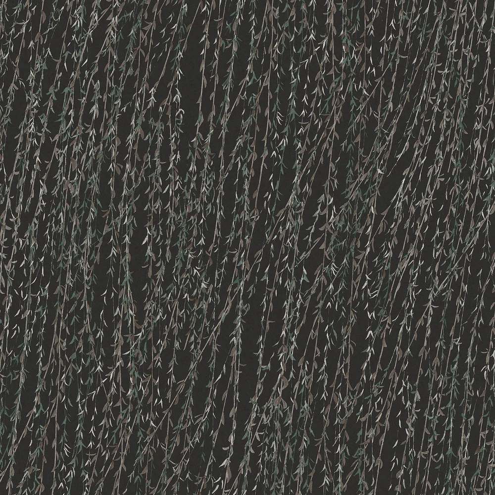 Willow Streamside Black Wallpaper