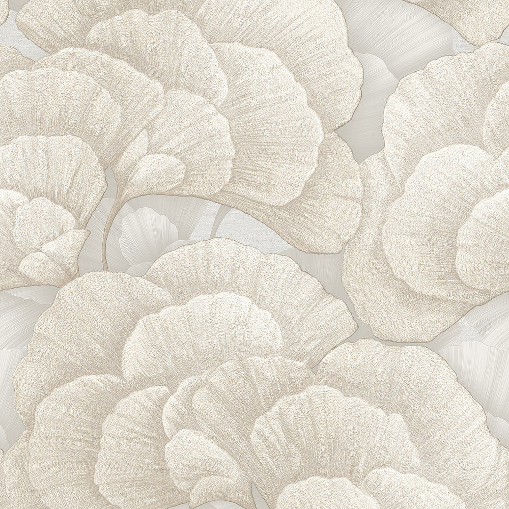 Embroidered Ginkgo Gray Wallpaper
