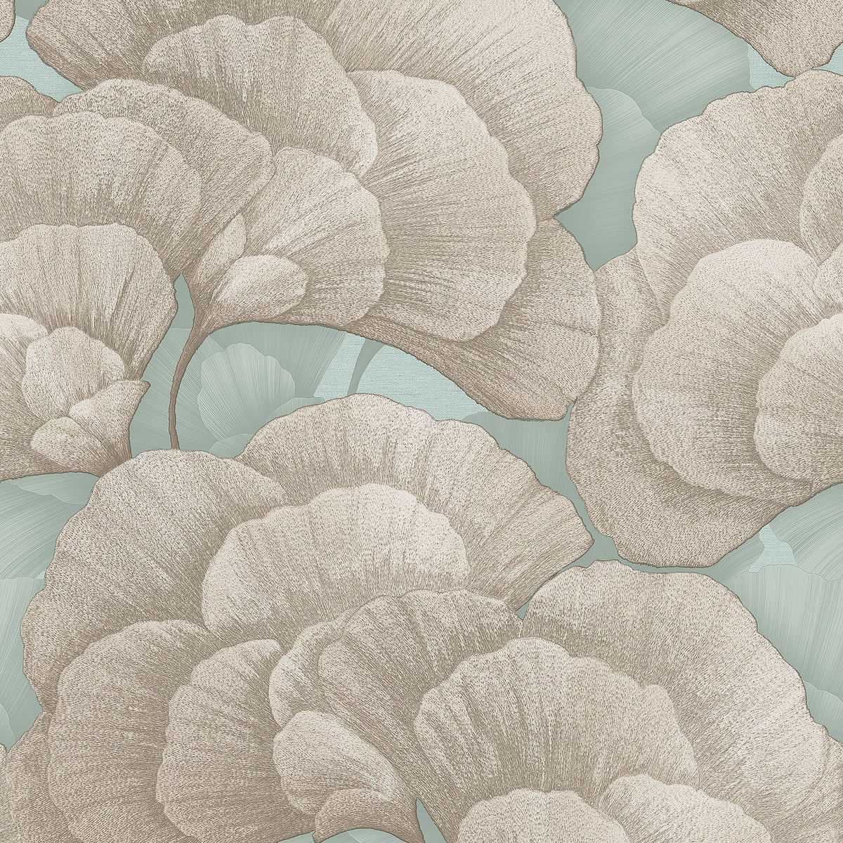 Embroidered Ginkgo Sage Wallpaper