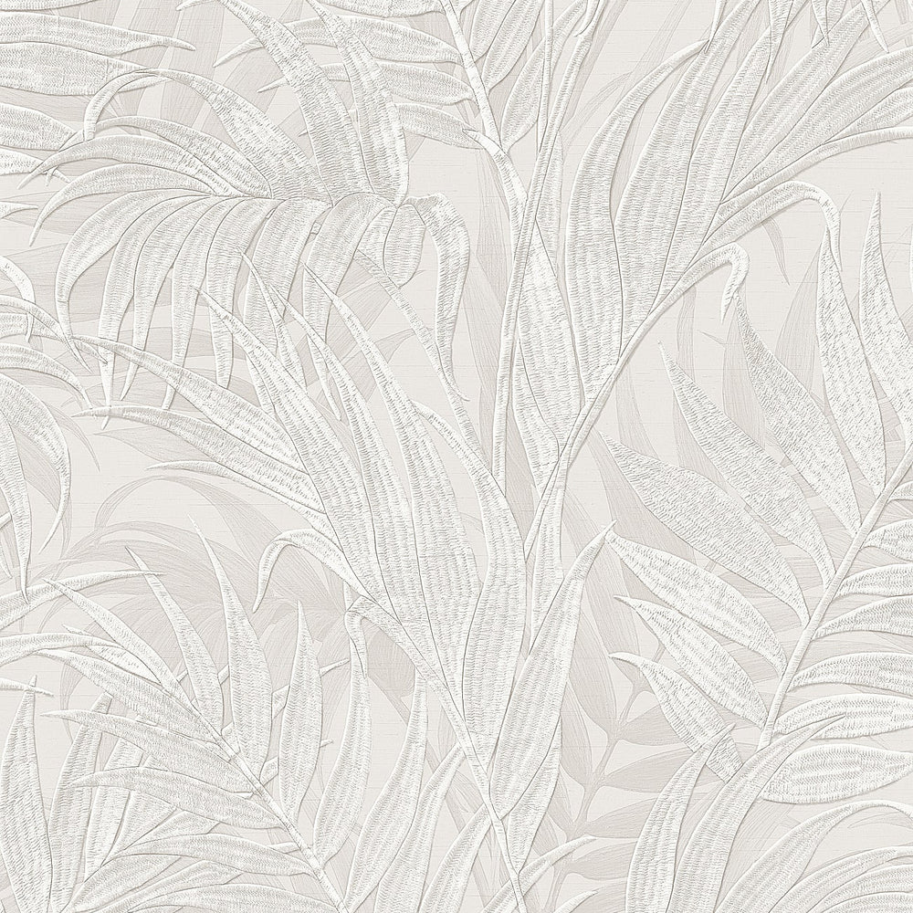 Embroidered Palm Silver Wallpaper