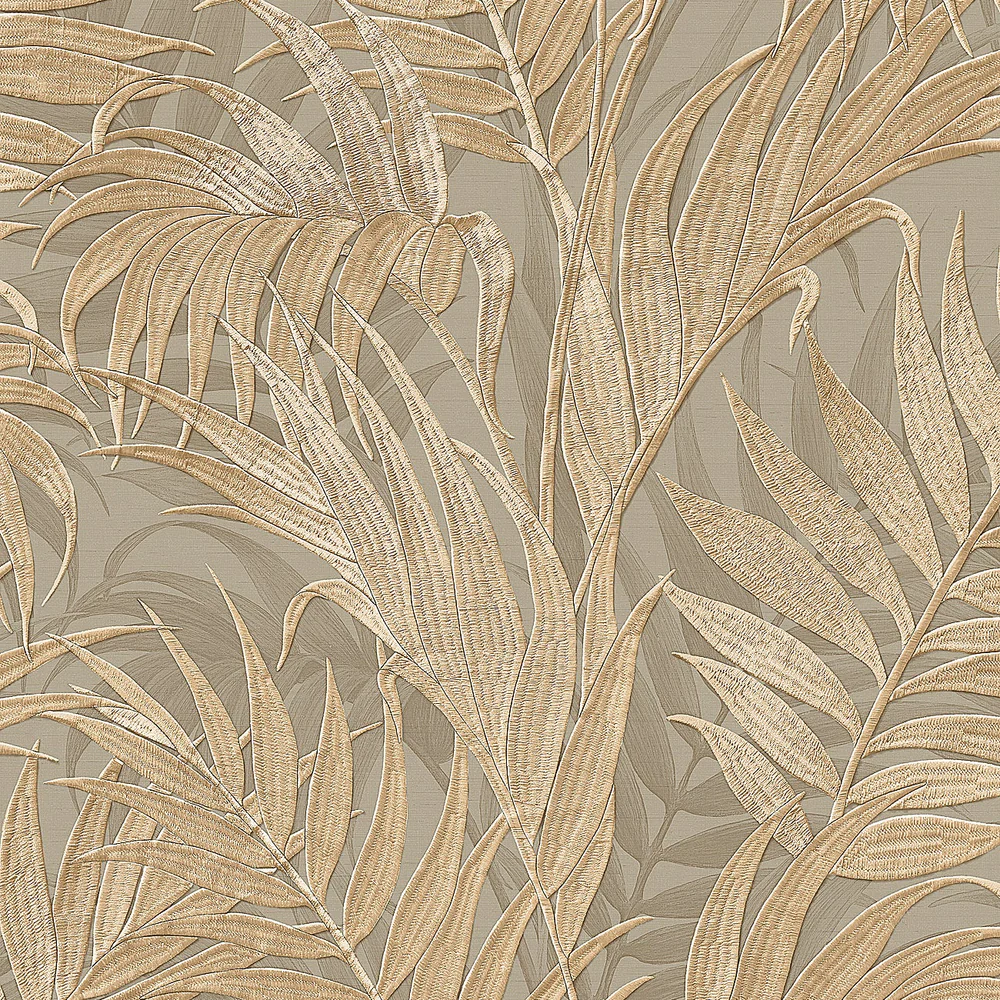 Embroidered Palm Gold Wallpaper