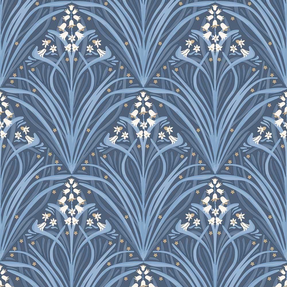 Victorian Bloom Blue Wallpaper