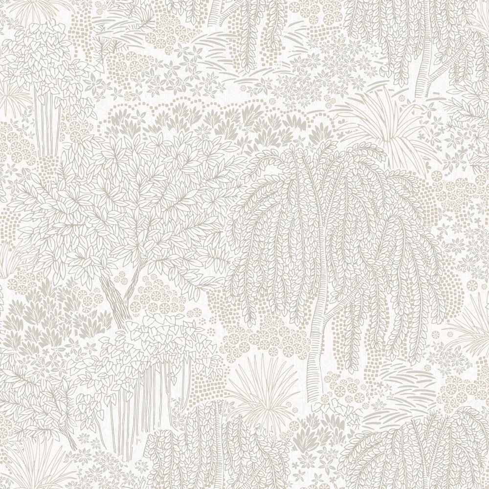 Willow Whisper White Wallpaper