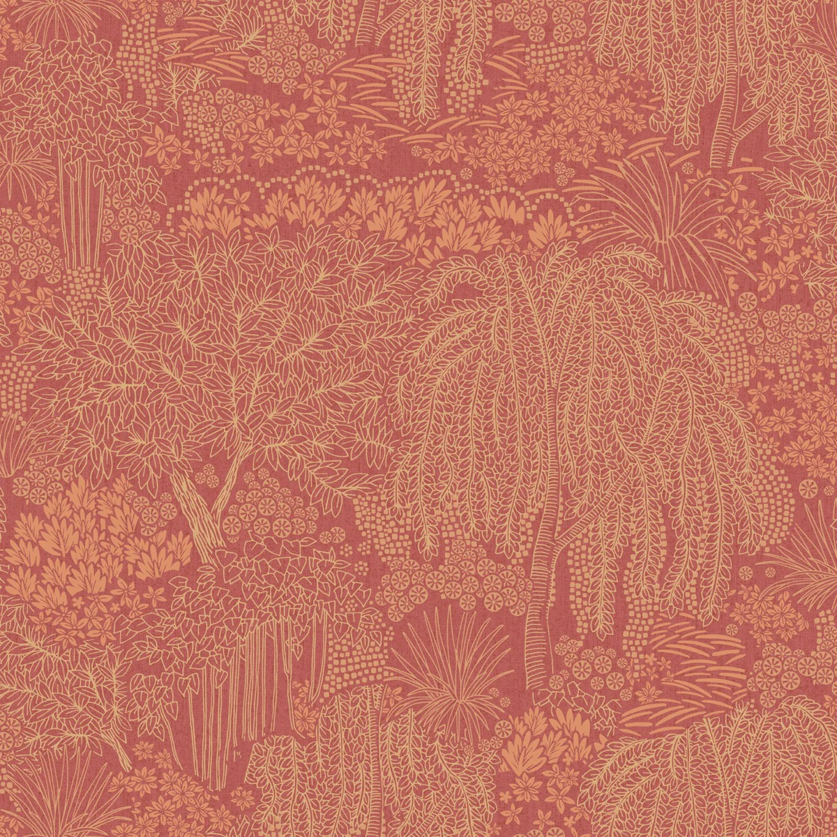 Willow Whisper Red Wallpaper