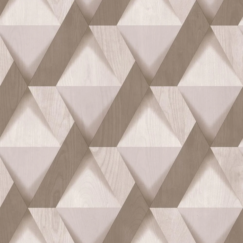 Modern Losange Wood Taupe Wallpaper