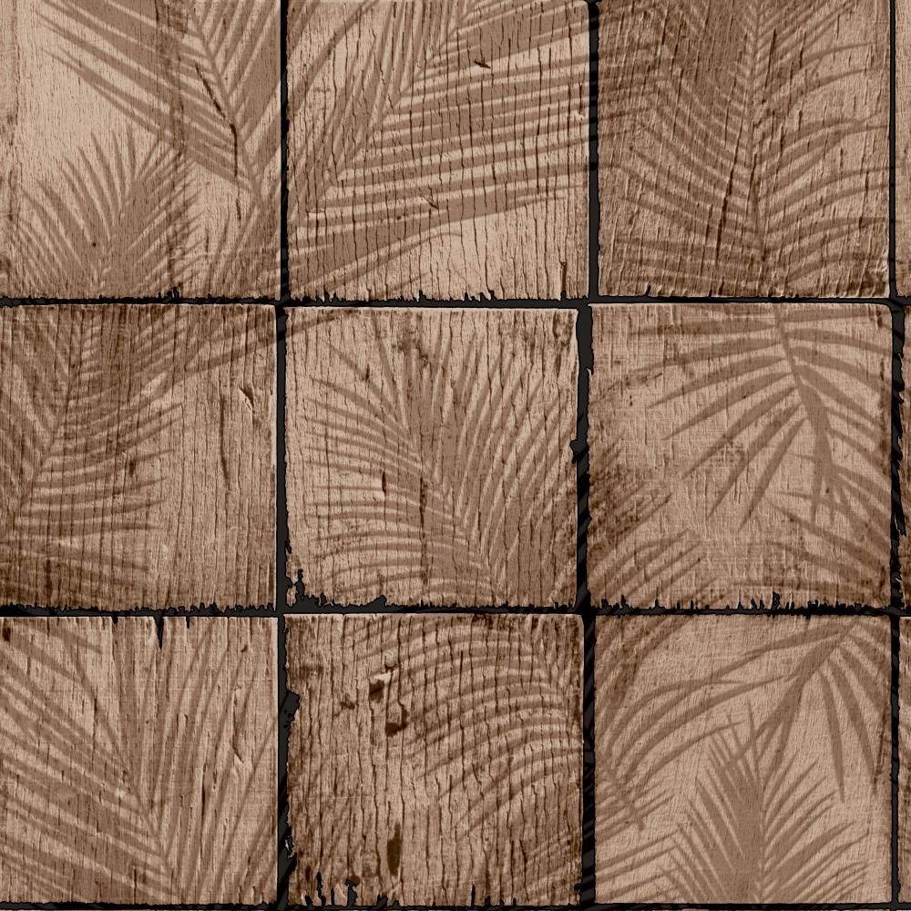 Rustic Palm Shadow Tile Taupe Wallpaper