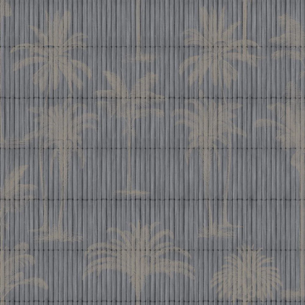 Vintage Palm Grove Dark Grey Wallpaper