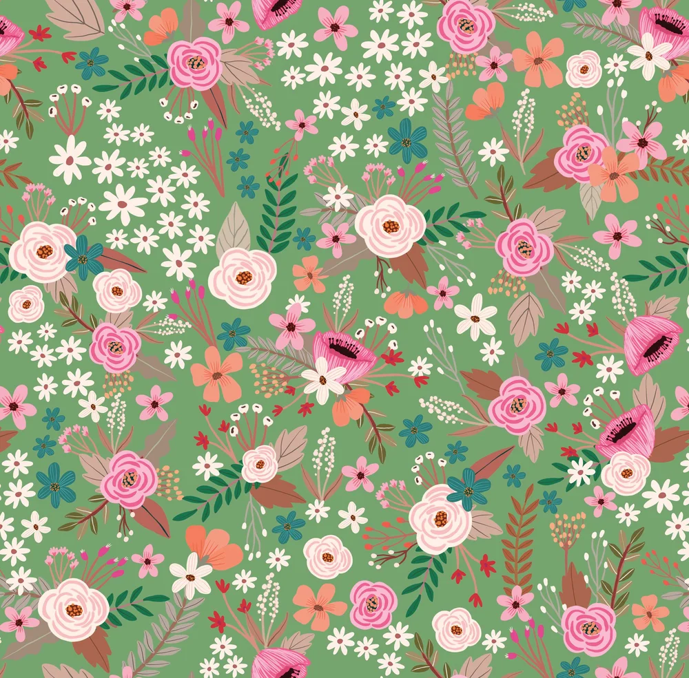 Sophie Floral Green Peel & Stick Wallaper