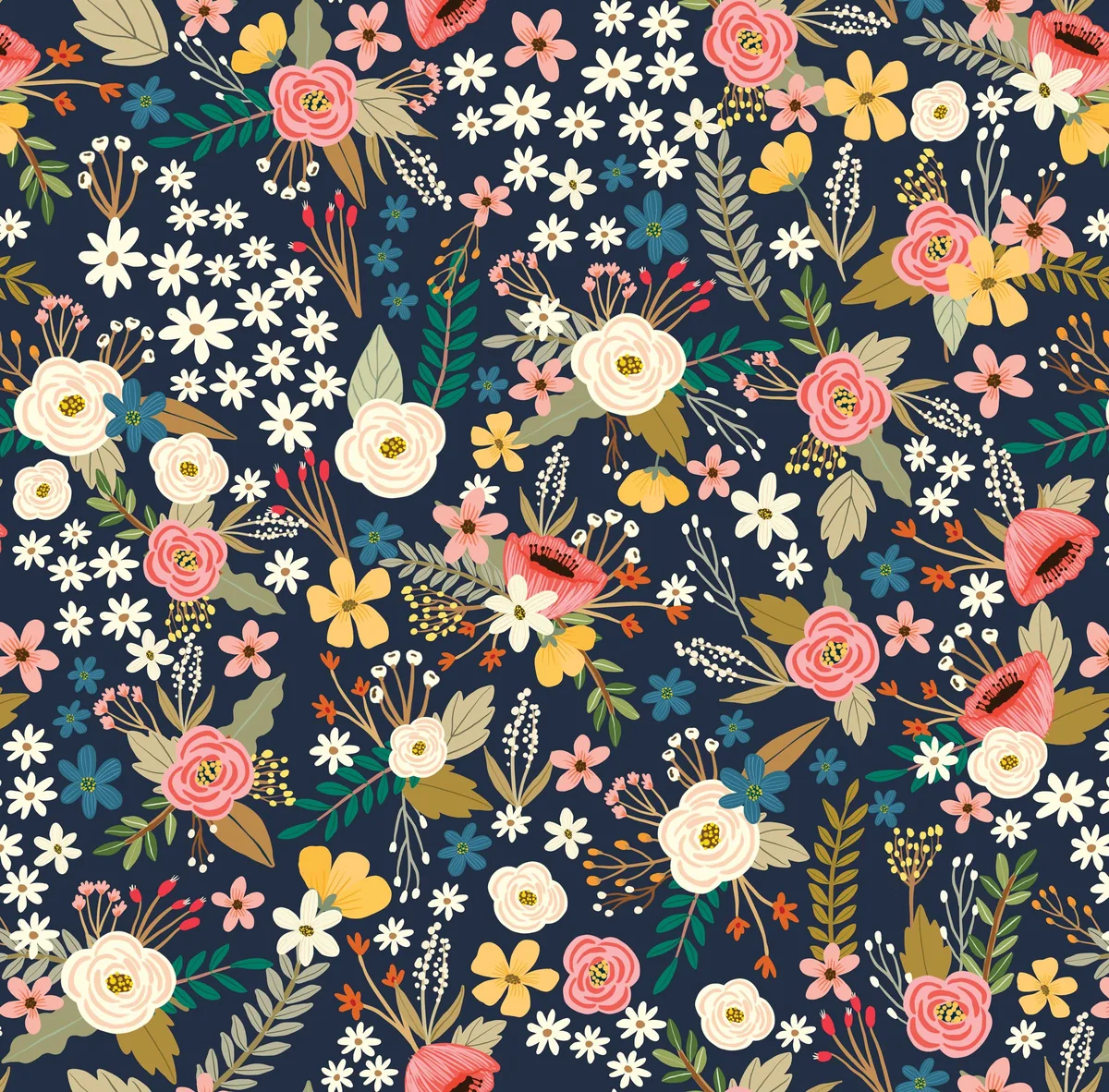 Sophie Floral Black Peel & Stick Wallaper