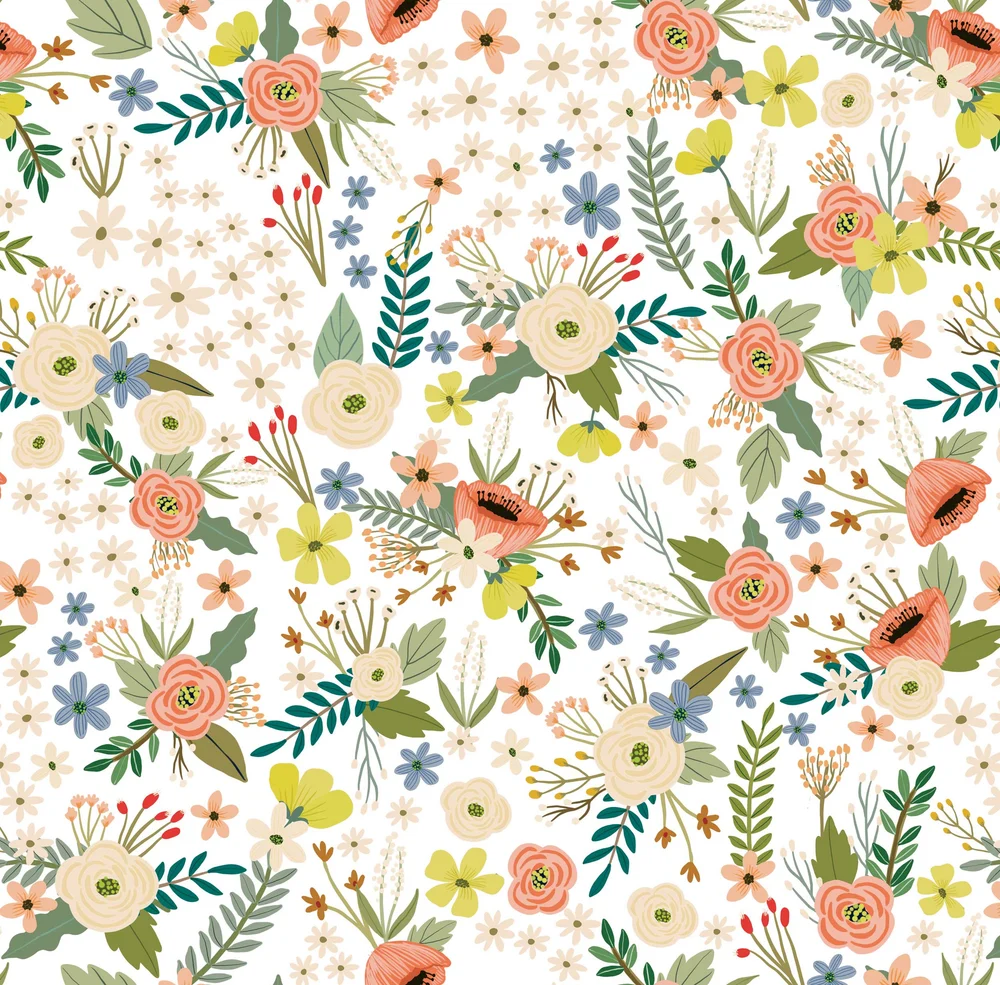Sophie Floral White Peel & Stick Wallaper