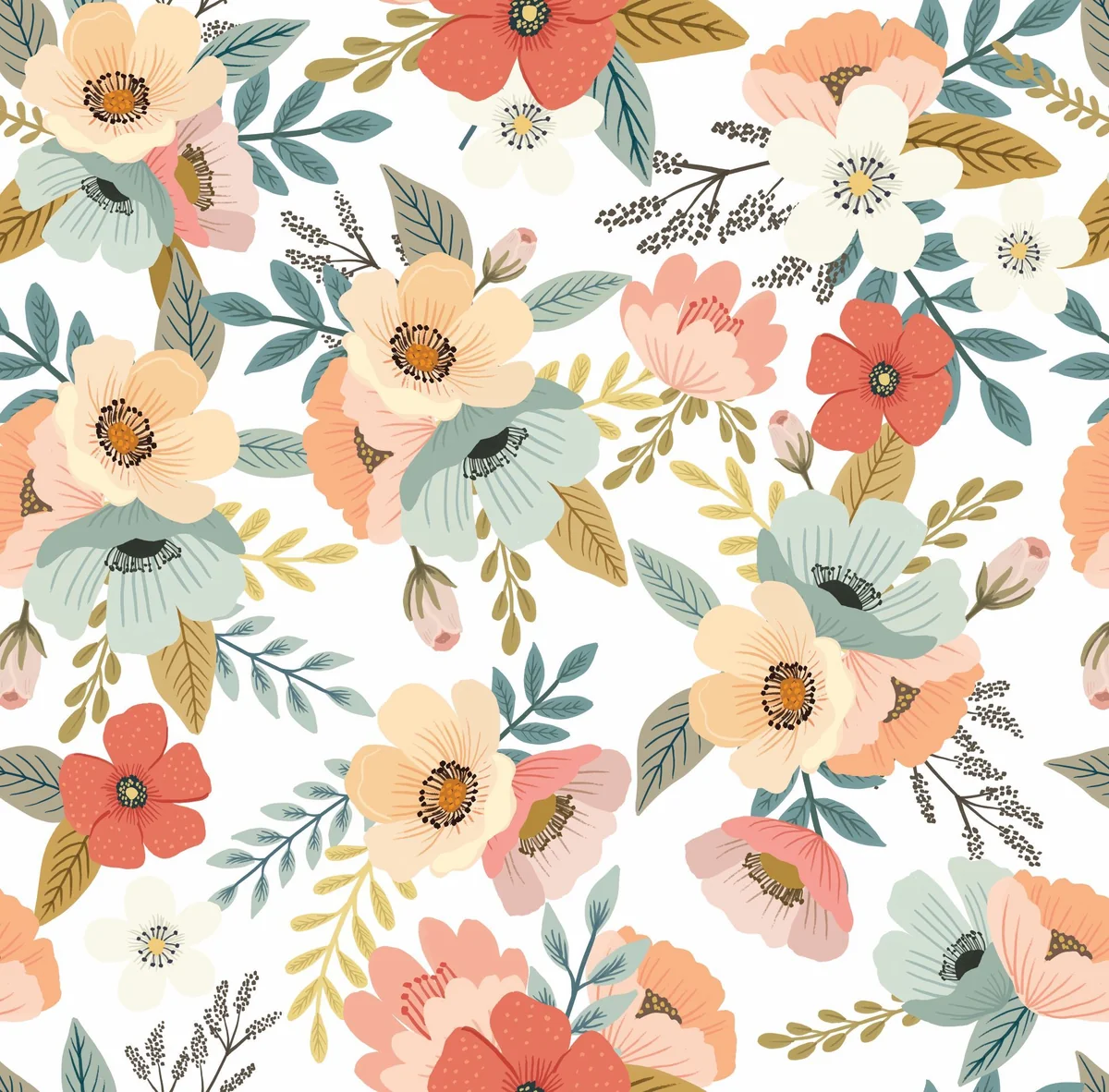 Forna Floral White Peel & Stick Wallpaper