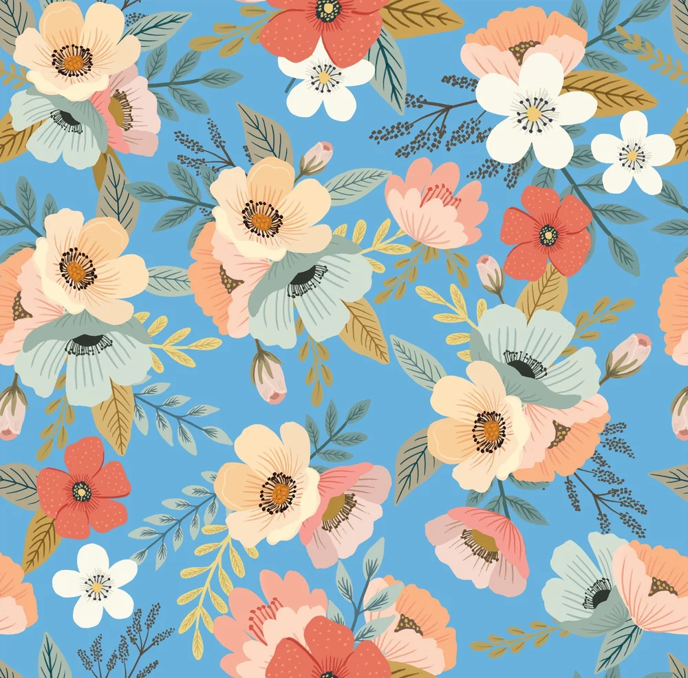 Forna Floral Blue Peel & Stick Wallpaper