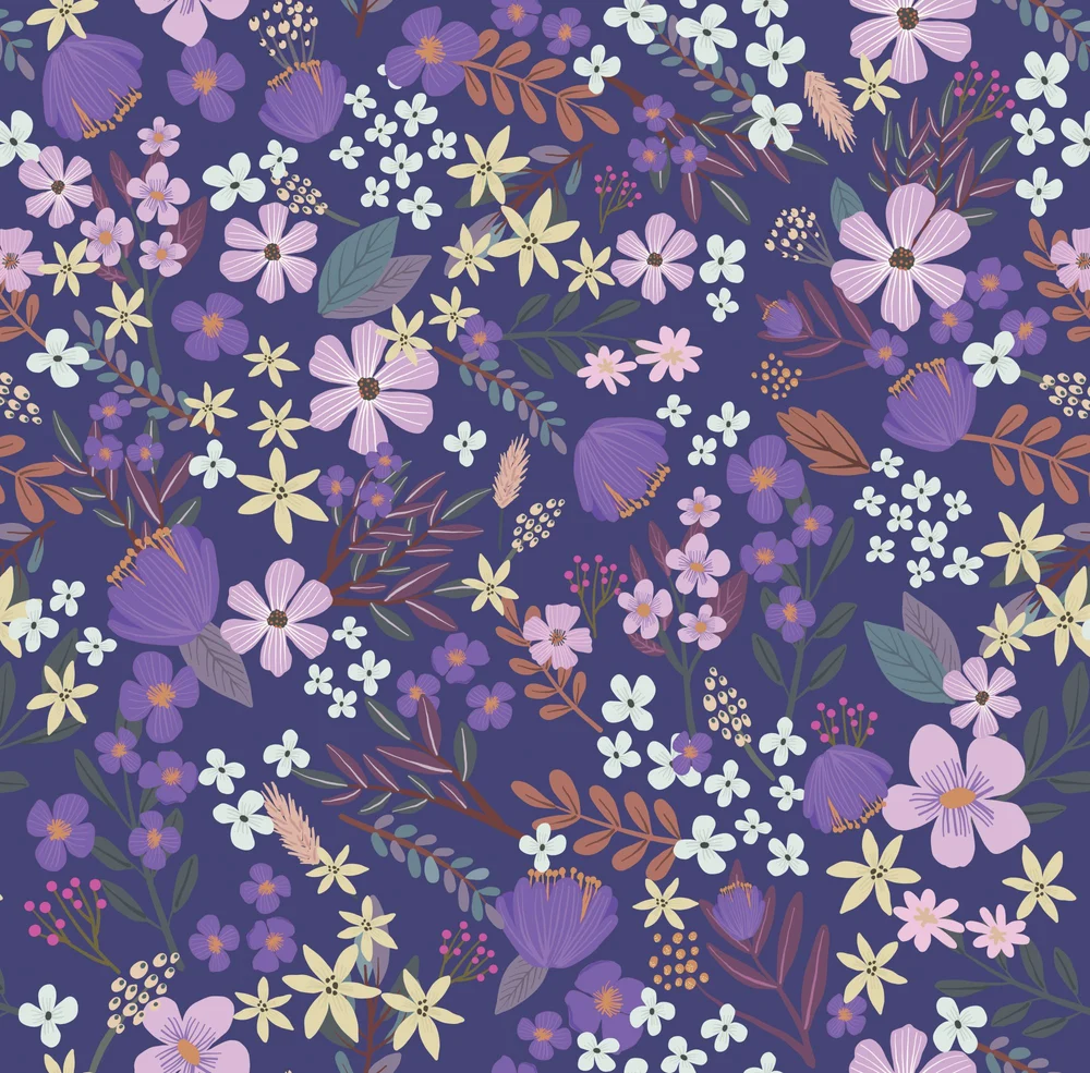Margarida Floral Purple Peel & Stick Wallpaper