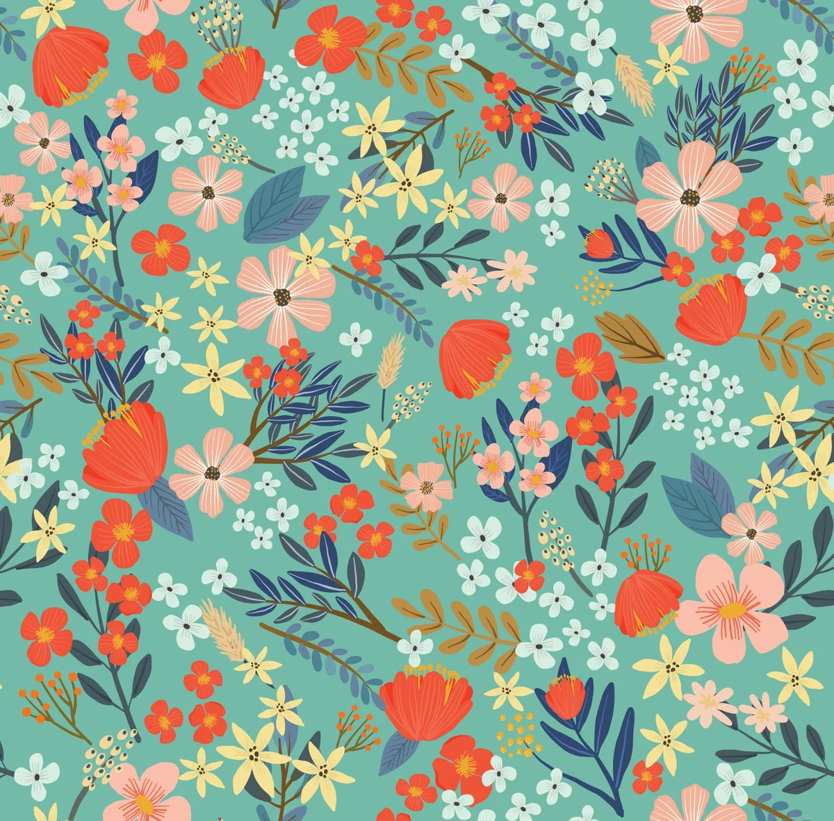 Margarida Floral Green Peel & Stick Wallpaper