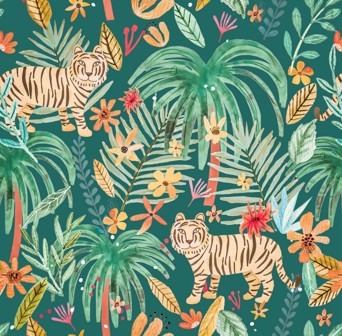 Jungle Jumboree Green Peel & Stick Wallpaper