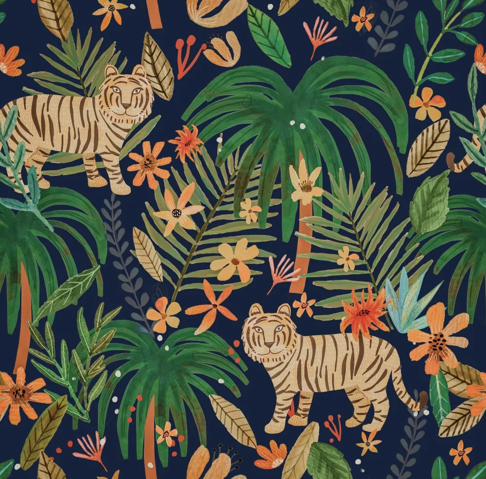 Jungle Jumboree Navy Peel & Stick Wallpaper