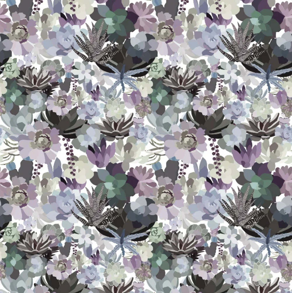 Mia's Succulent Lavender & Blue Peel & Stick Wallpaper