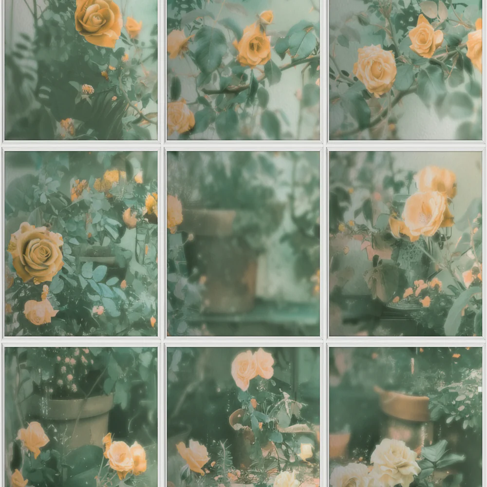Rose Garden Window Trompe L'Oeil Orange Wallpaper