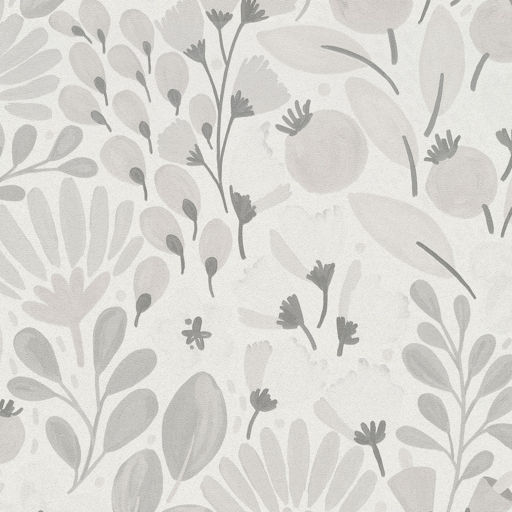 Poetic Garden Grey Wallpaper