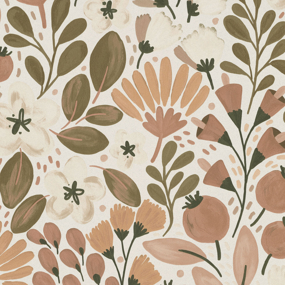 Poetic Garden Brown Wallpaper