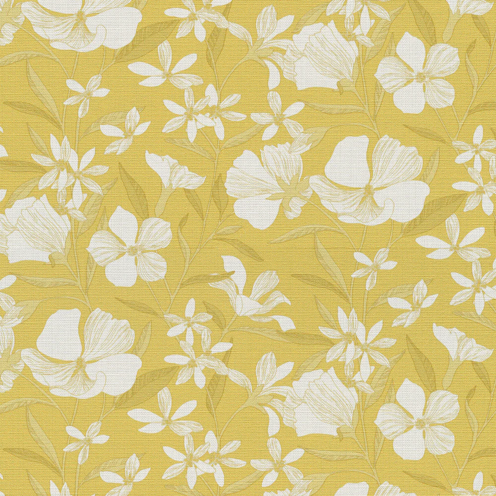 Floral Breeze Yellow Wallpaper