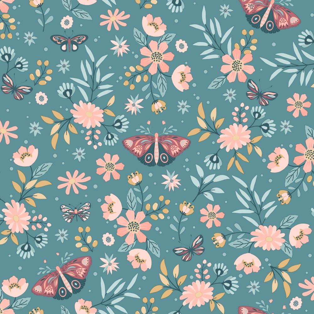 Whimsical Meadow Green Wallpaper