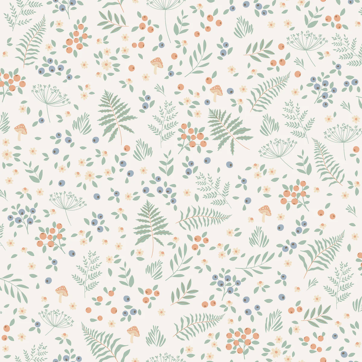 Bramble and Bloom Blue Wallpaper