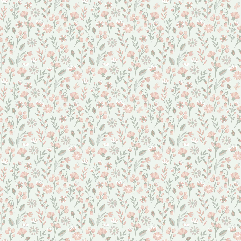 Blushed Meadow Green Wallpaper