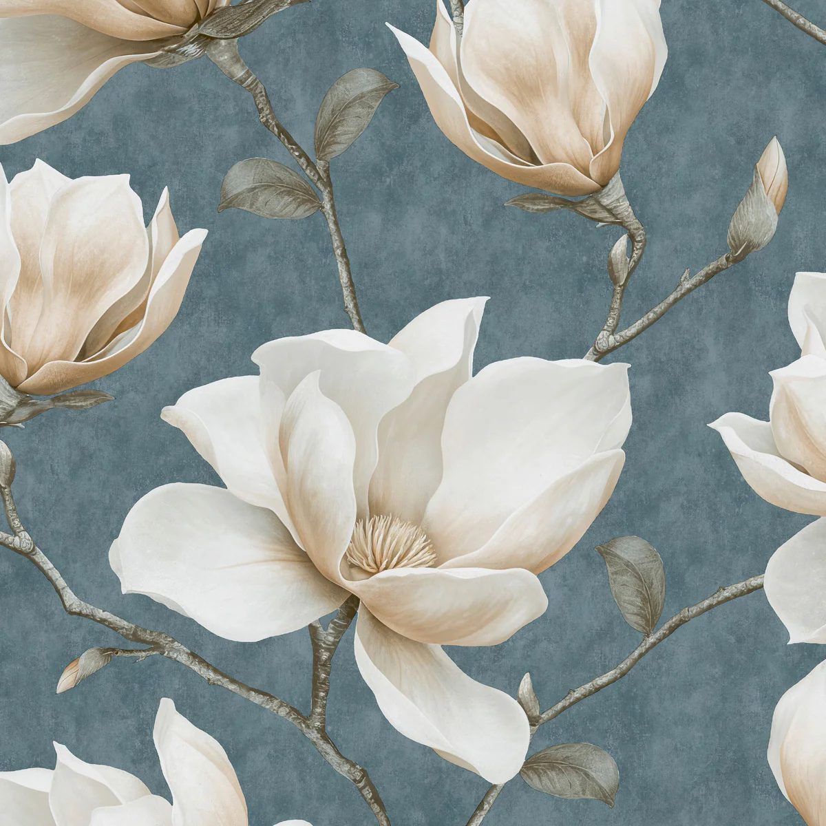 Grand Magnolia Blue Wallpaper