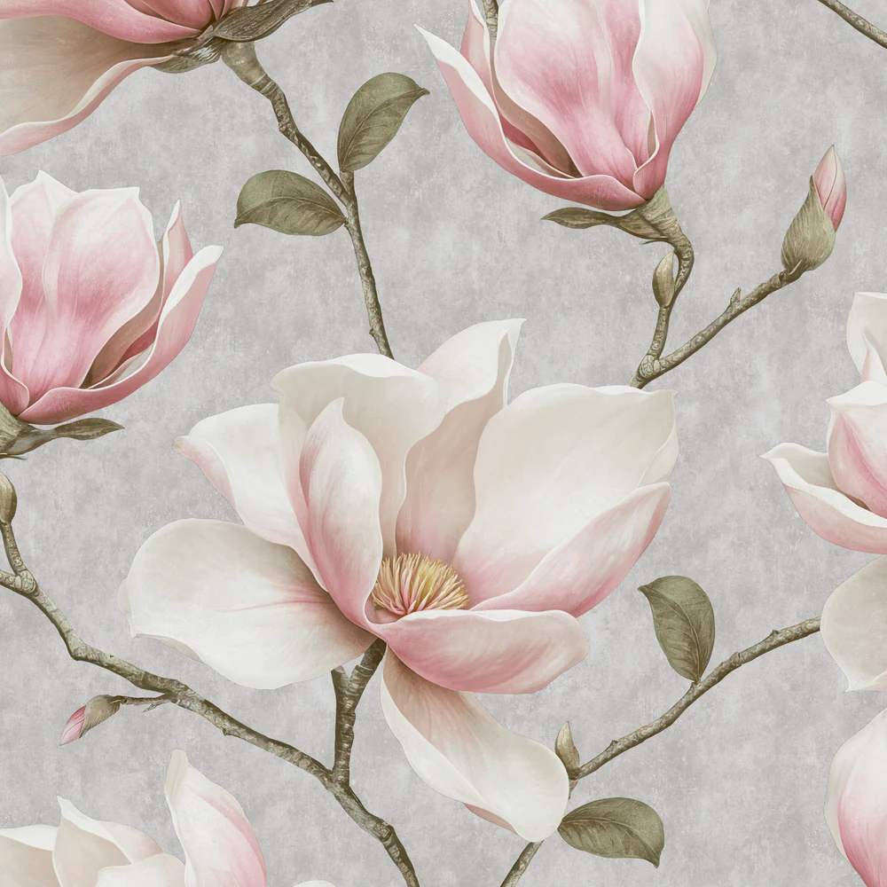 Grand Magnolia Grey Wallpaper