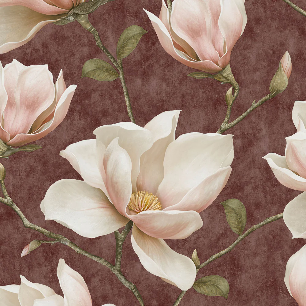 Grand Magnolia Red Wallpaper