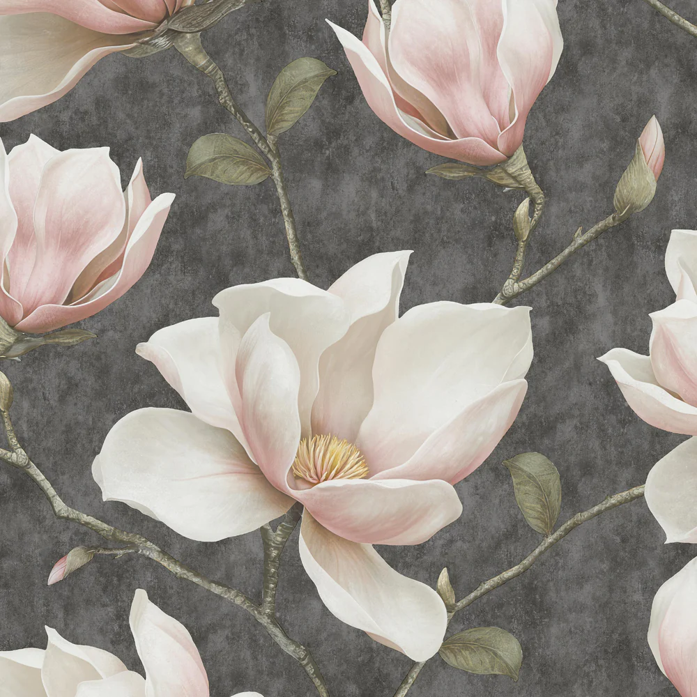 Grand Magnolia Black Wallpaper