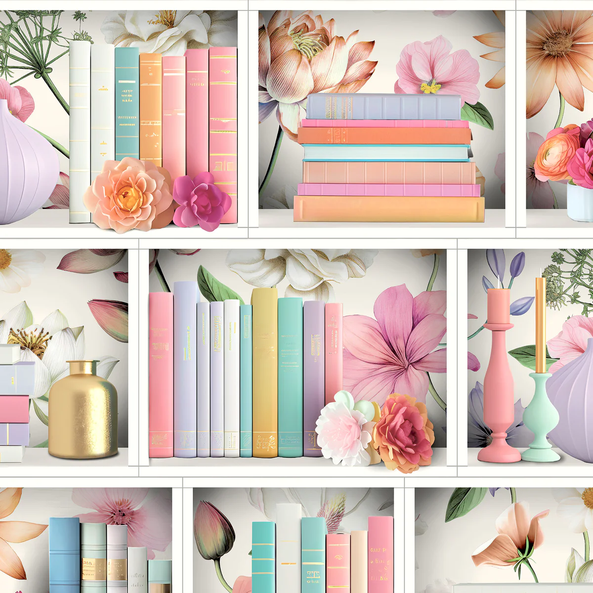 Blossom Shelves Pink Wallpaper