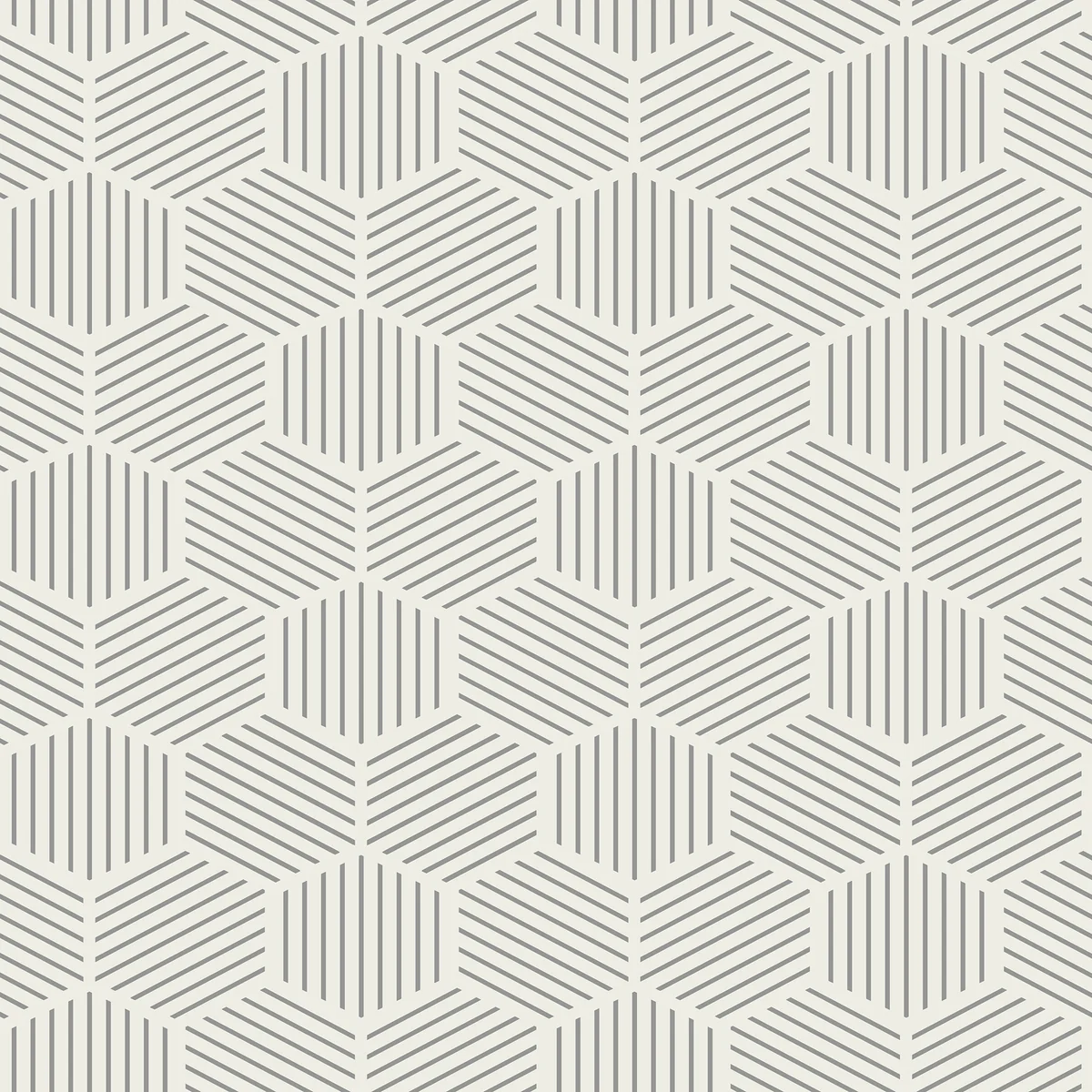 Striped Hexagonal Mosaic Gray Peel and Stick Wallpaper