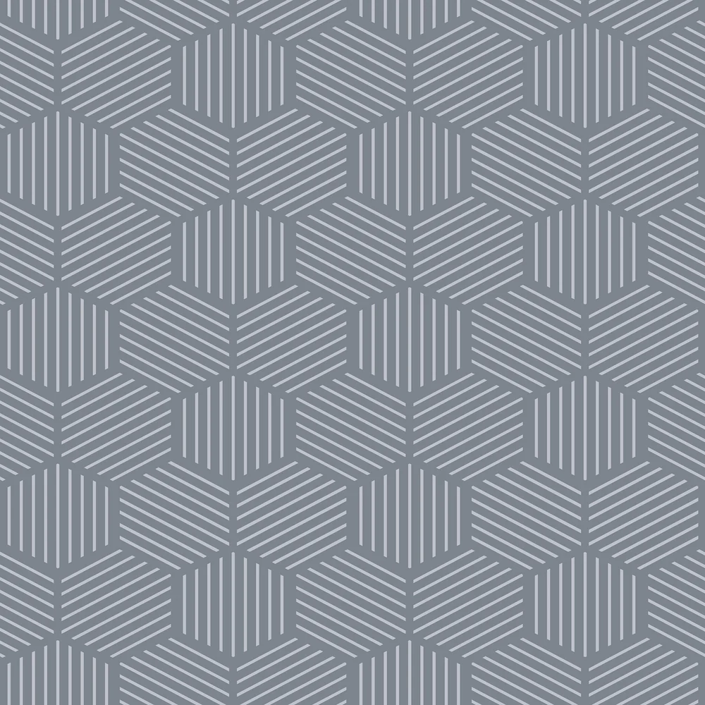 Striped Hexagonal Mosaic Blue Peel and Stick Wallpaper