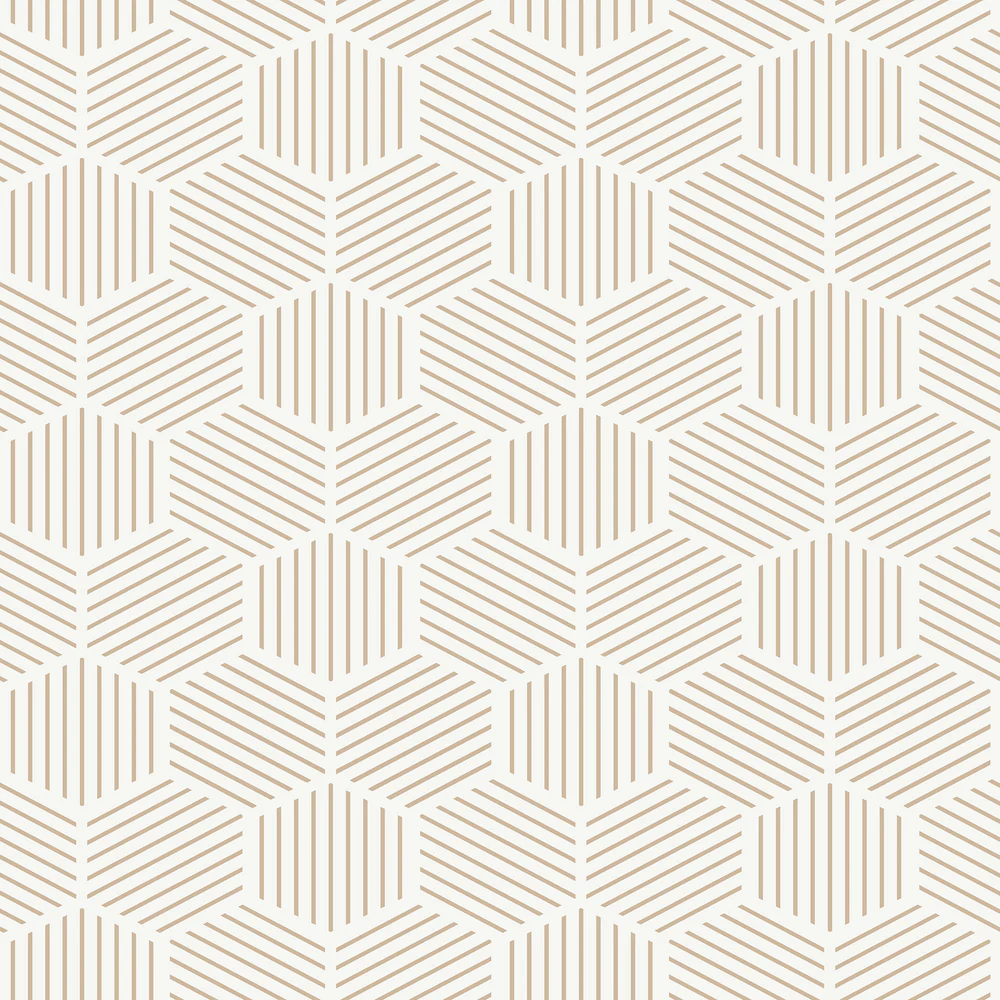 Striped Hexagonal Mosaic Taupe Peel and Stick Wallpaper