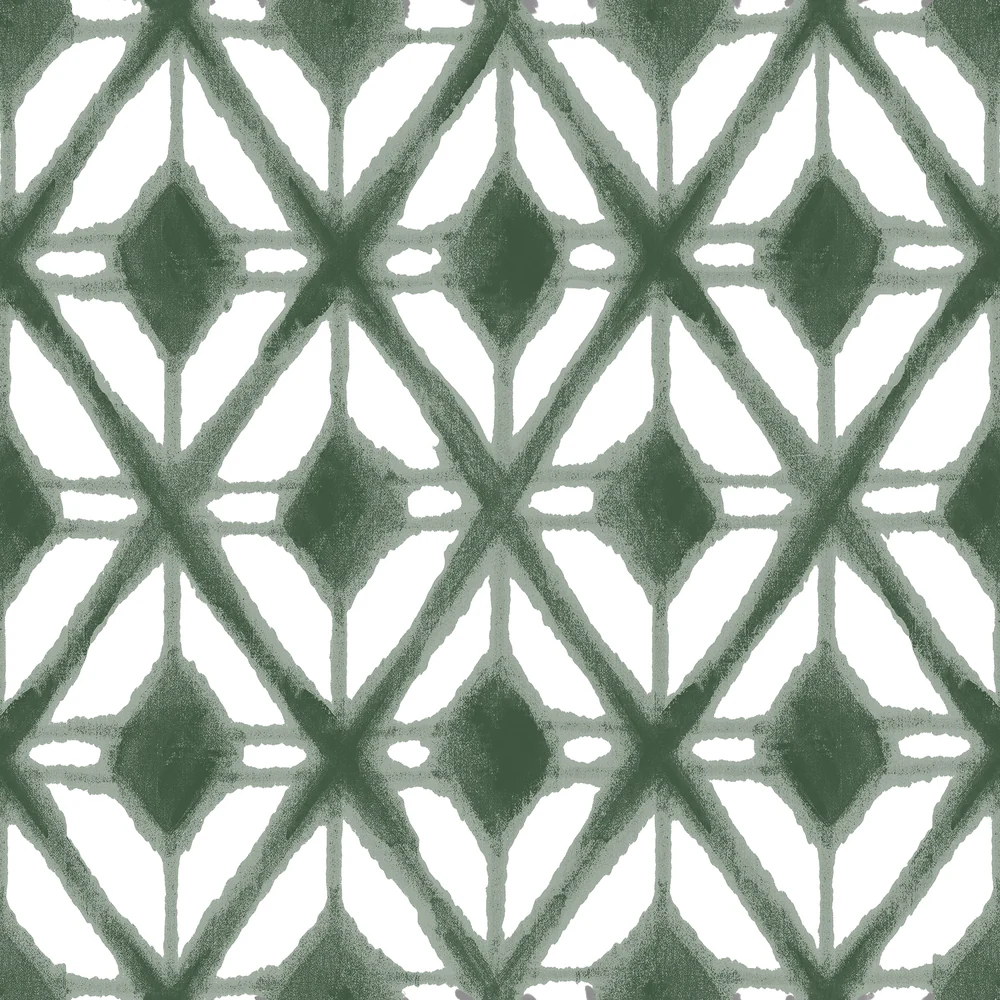 Shibori Geometric Green Peel and Stick Wallpaper