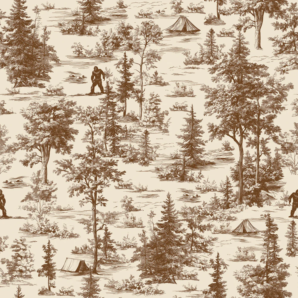 Bigfoot Novelty Toile Brown Peel and Stick Wallpaper