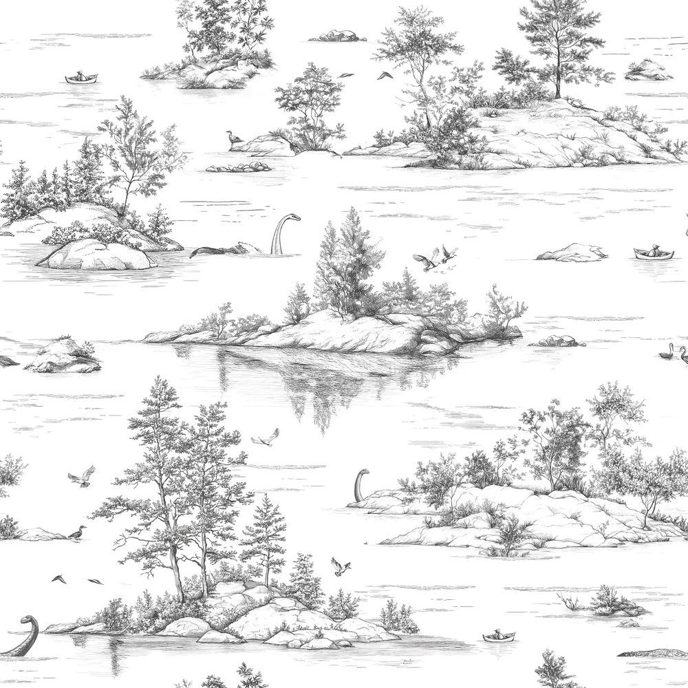 Nessie Novelty Toile Gray Peel and Stick Wallpaper