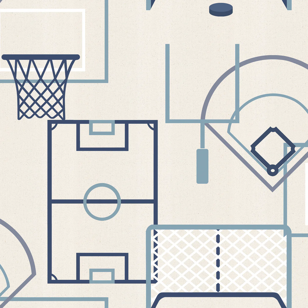 Sports Play Zone Blue Peel and Stick Wallpaper