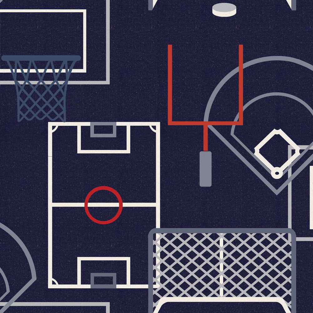 Sports Play Zone Navy Peel and Stick Wallpaper