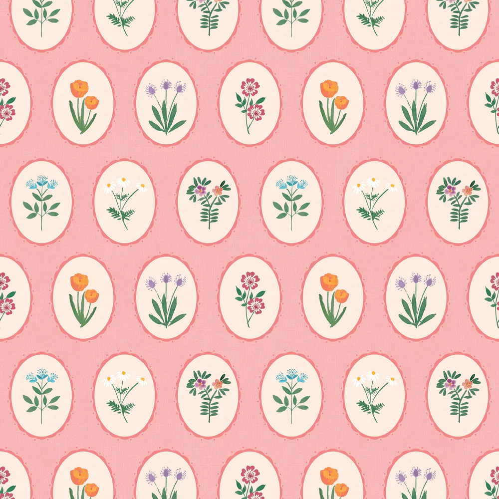 Heirloom Floral Medallions Pink Peel and Stick Wallpaper
