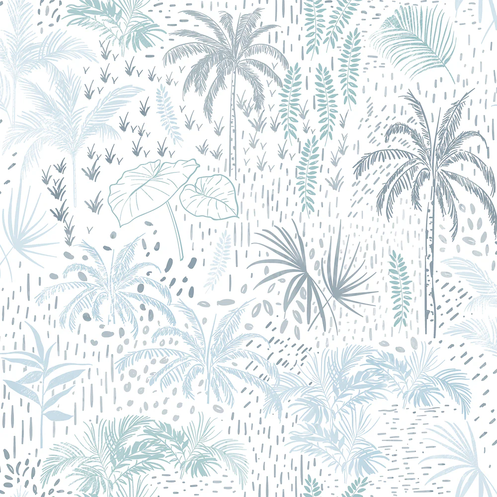 Etched Tropic Blue Peel and Stick Wallpaper